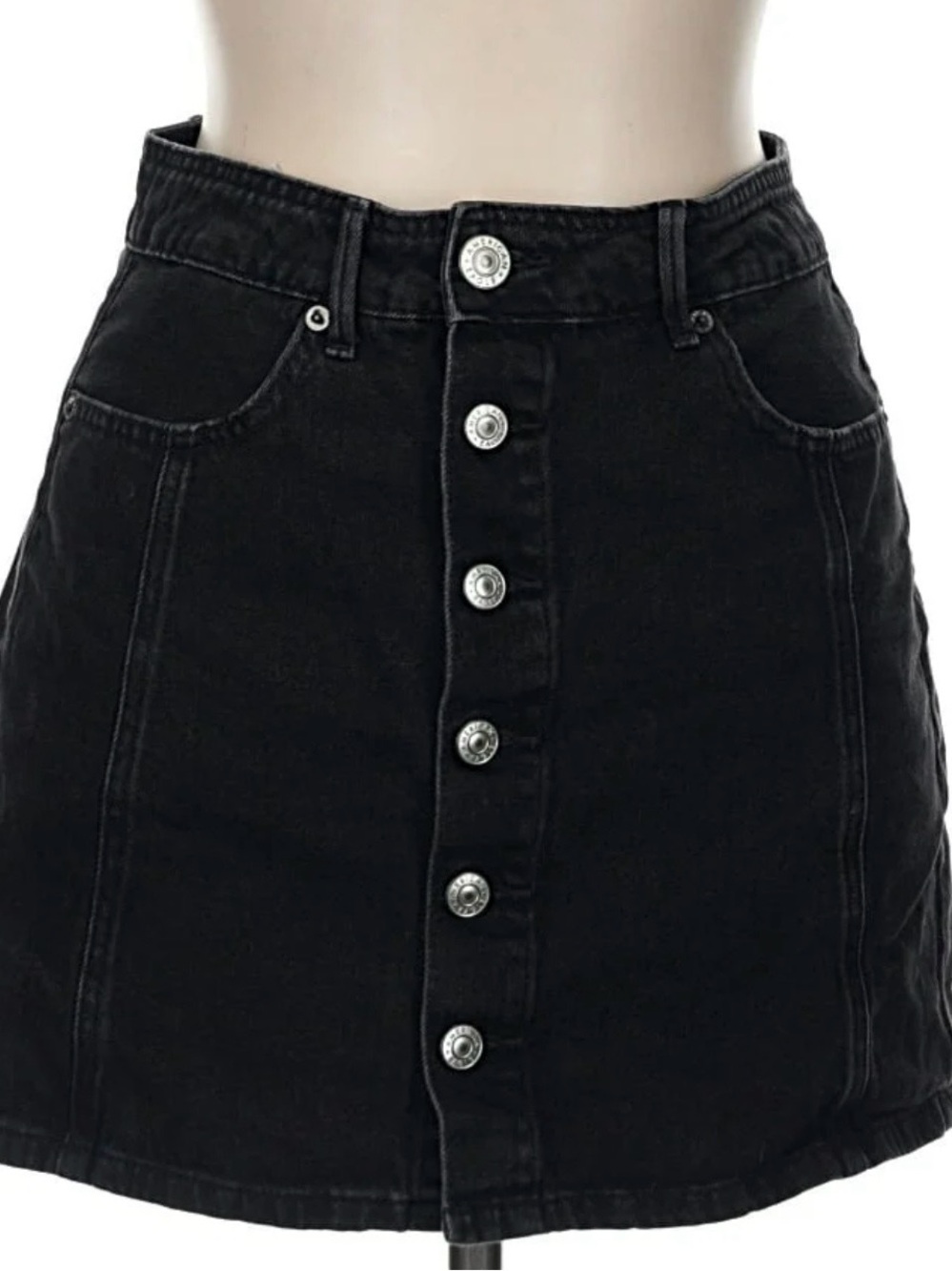 American Eagle Outfitters Black Button-Front Mini Skirt